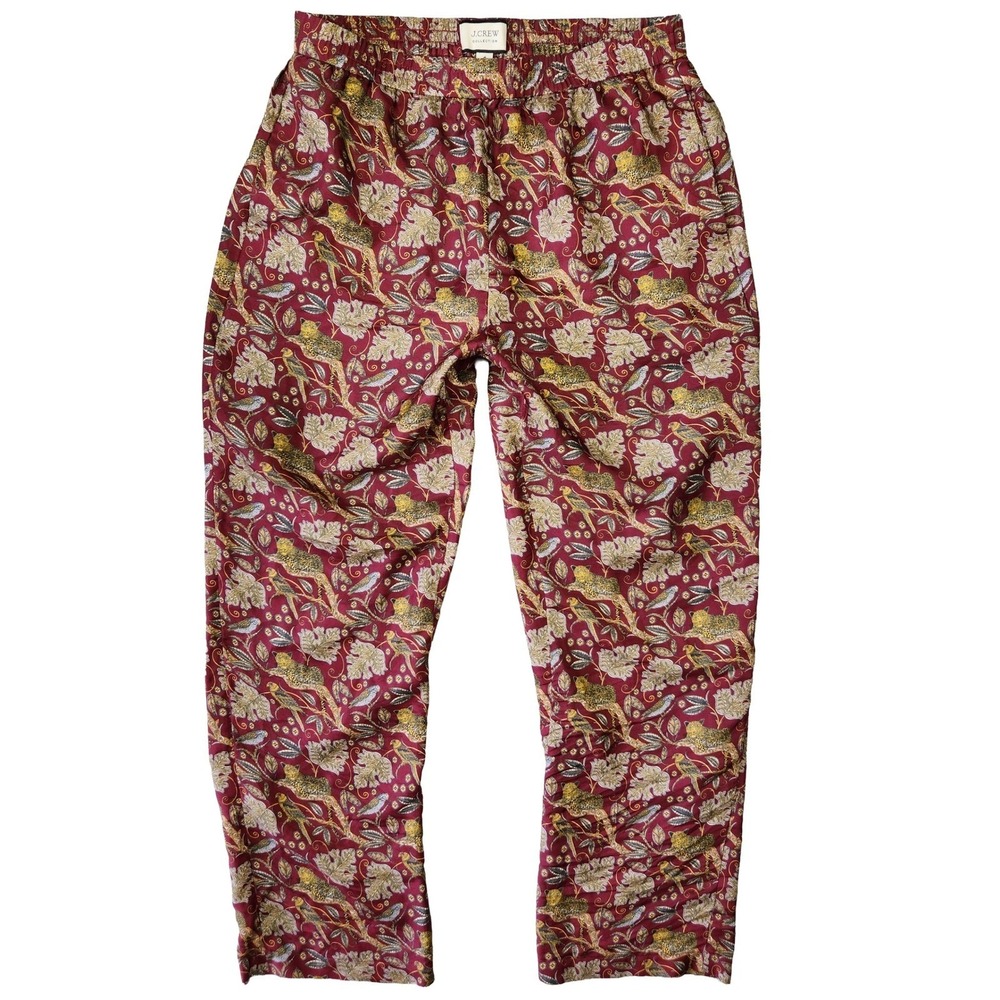 J. Crew Collection Silk Pants Womens 4 Floral‎ Leopard Print Retro Chic Classy